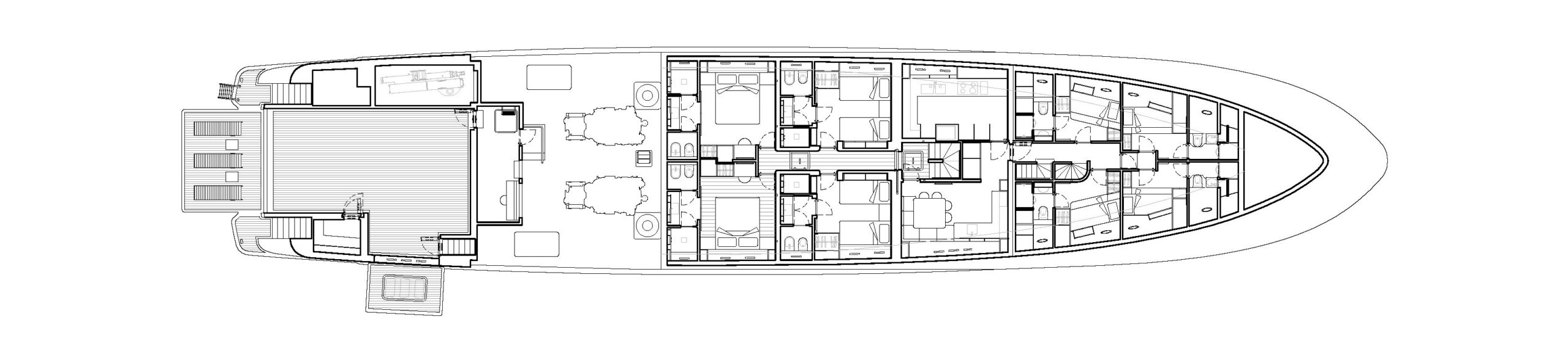 Sanlorenzo 500EXP super yacht for sale top view lower deck – Lengers Yachts